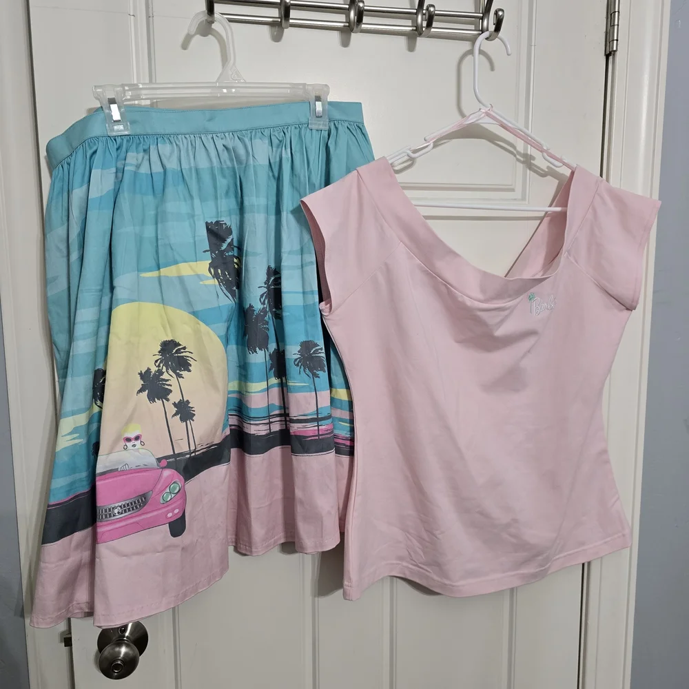 The Stitch Shoppe Loungefly Malibu Barbie Sandy Skirt and Ofd Shoulder Top - Picture 10 of 10